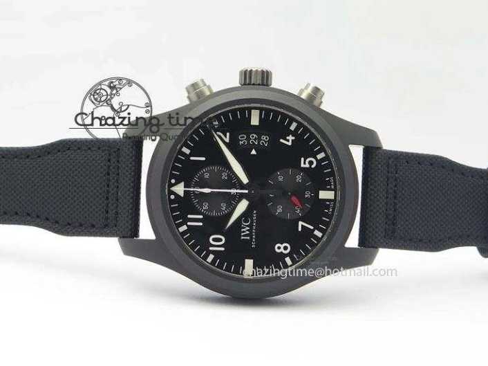MIROTIME 0412 EasyCare Pilot Chrono IW388001 Real Ceramic ZF 1:1 Best Edition On Black Nylon Strap A 7279